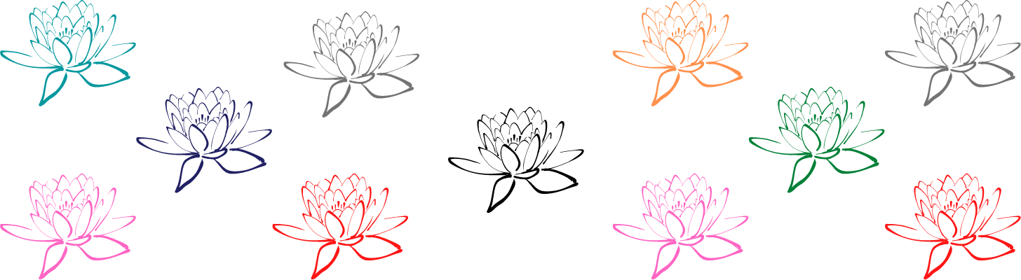 multi-colored lotus flower illustrations on a background of white